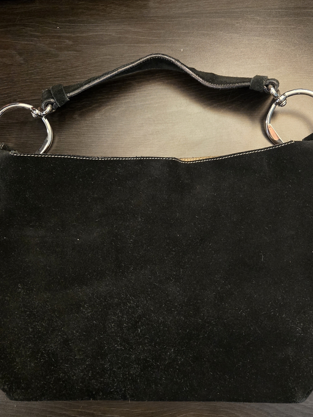 🔥RARE🔥Dooney & Bourke Onyx Black Suede Silver Tone Hobo Bag Made In Italy